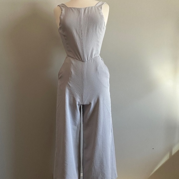 Aritzia Wilfred Ecoulement Cropped Wide Leg Open Tie Back Blue / Gray Jumpsuit 2 - Picture 3 of 12